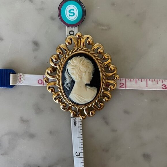 ERWIN PEARL Cameo Interchangeable Brooch/Pendant Vintage Blue White Gold - Picture 10 of 16